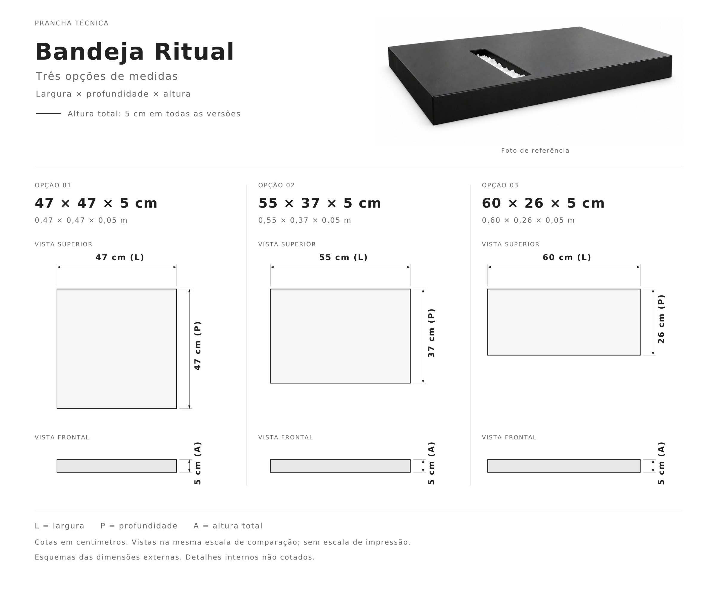 Bandeja Ritual · desenho técnico com medidas