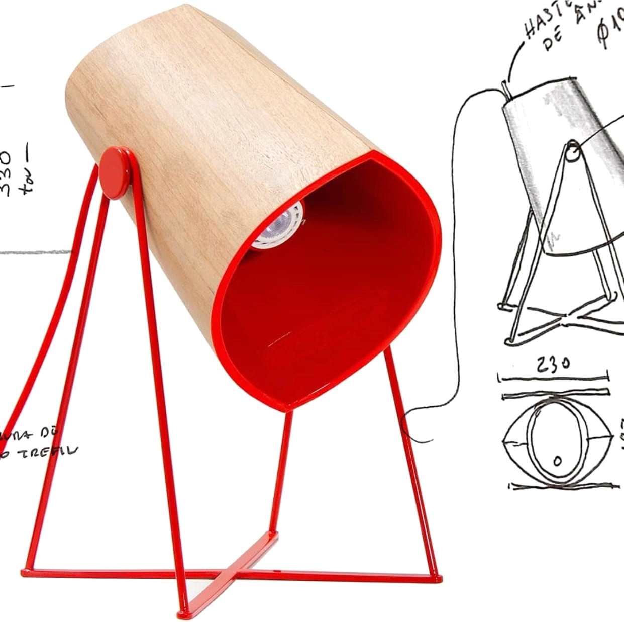 Luminária Cono Mesa · desenho técnico com medidas